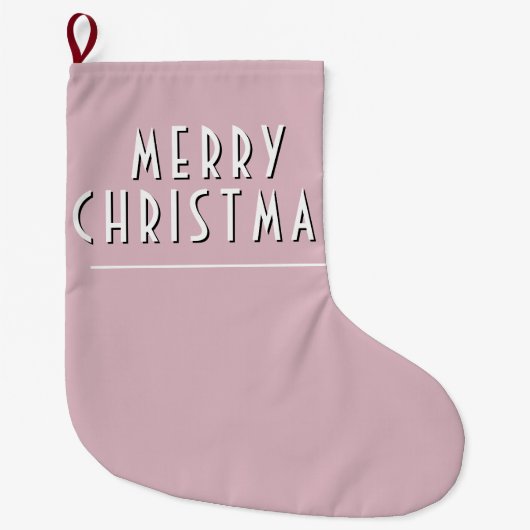 Eenvoudige Blush Pink Merry Christmas Typografie Grote Kerstsok (Voorkant)