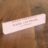 Eenvoudige Blush Pink Modern Light Elegant Girly T Naambordje (Zijkant)