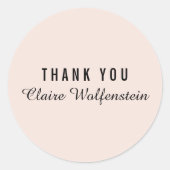 Eenvoudige Blush Pink Script Business Bedankt Ronde Sticker (Voorkant)