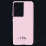 Eenvoudige Blush Pink Script met aangepaste naam Samsung Galaxy Hoesje<br><div class="desc">Een eenvoudig stijlvol typografisch ontwerp met aangepaste namen in een casual script lettertype in opvallend zwart op pastel blush pink. Het perfecte item voor de trendy minimalist. Een trendmatig op maat gemaakt geschenk of accessoire voor elke gelegenheid. Debra Valencia, een visionaire oppervlakteontwerper, productontwerper en ondernemer met een passie voor wereldreizen,...</div>