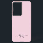 Eenvoudige Blush Pink Script met aangepaste naam Samsung Galaxy Hoesje<br><div class="desc">Een eenvoudig stijlvol typografisch ontwerp met aangepaste namen in een casual script lettertype in opvallend zwart op pastel blush pink. Het perfecte item voor de trendy minimalist. Een trendmatig op maat gemaakt geschenk of accessoire voor elke gelegenheid. Debra Valencia, een visionaire oppervlakteontwerper, productontwerper en ondernemer met een passie voor wereldreizen,...</div>