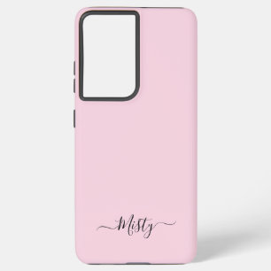 Eenvoudige Blush Pink Script met aangepaste naam Samsung Galaxy Hoesje