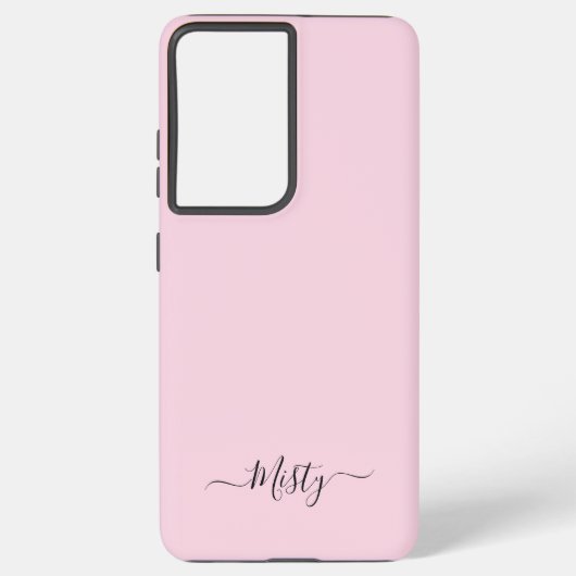 Eenvoudige Blush Pink Script met aangepaste naam Samsung Galaxy Hoesje (Achterkant)