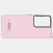 Eenvoudige Blush Pink Script met aangepaste naam Samsung Galaxy Hoesje (Linkerkant)