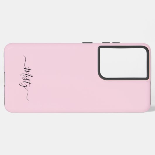 Eenvoudige Blush Pink Script met aangepaste naam Samsung Galaxy Hoesje (Linkerkant)