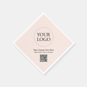 Eenvoudige Blush Roze Aangepaste Zakelijke Logo QR Servet