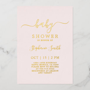 Eenvoudige Blush Roze Baby Shower echt Folie Uitnodiging