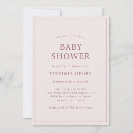 Eenvoudige Blush Roze Baby shower Invitation Kaart