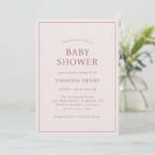 Eenvoudige Blush Roze Baby shower Invitation Kaart (Staand voorkant)