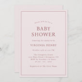 Eenvoudige Blush Roze Baby shower Invitation Kaart (Voorkant / Achterkant)