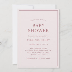 Eenvoudige Blush Roze Baby shower Invitation Kaart