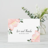 Eenvoudige Blush Roze Bloemen Elegante Bruiloft Bedankkaart (Staand voorkant)