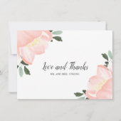 Eenvoudige Blush Roze Bloemen Elegante Bruiloft Bedankkaart (Voorkant)