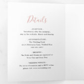 Eenvoudige Blush Roze Bloemen Elegante Bruiloft Drieluik Uitnodiging (Binnenzijde eerst)