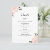Eenvoudige Blush Roze Bloemen Elegante Bruiloft Informatiekaartje (Staand voorkant)