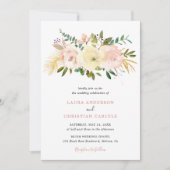 Eenvoudige Blush Roze Bloemen Elegante Bruiloft Kaart (Voorkant)