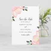 Eenvoudige Blush Roze Bloemen Elegante Bruiloft Save The Date (Staand voorkant)