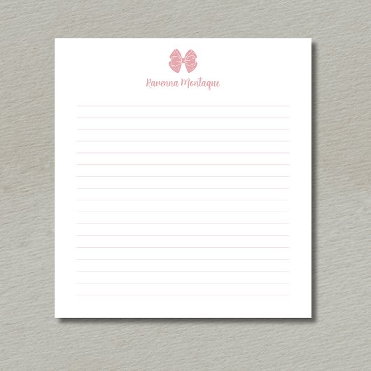 Eenvoudige Blush Roze Boog Script Aangepaste Naam Notitieblok