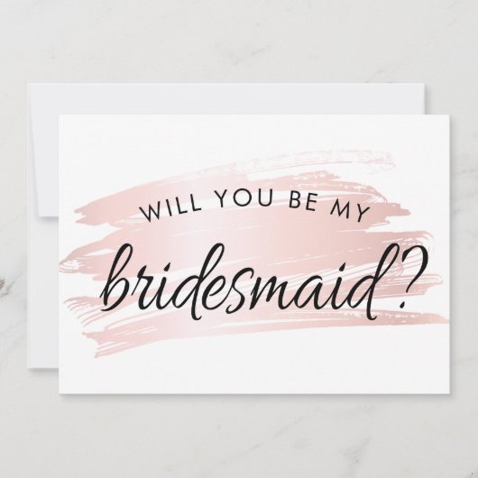 Eenvoudige Blush Roze Bruidsmeisje voorstel Kaart (Voorkant)