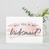 Eenvoudige Blush Roze Bruidsmeisje voorstel Kaart (Staand voorkant)