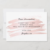 Eenvoudige Blush Roze Bruidsmeisje voorstel Kaart (Achterkant)