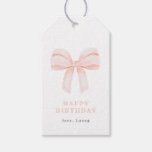 Eenvoudige Blush Roze Coquette Bow Gelukkige Verja Cadeaulabel (Voorkant)