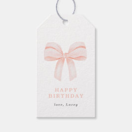 Eenvoudige Blush Roze Coquette Bow Gelukkige Verja Cadeaulabel