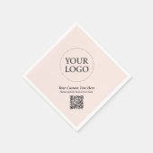 Eenvoudige Blush Roze Custom Business Logo QR Code Servet (Hoek)