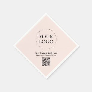 Eenvoudige Blush Roze Custom Business Logo QR Code Servet