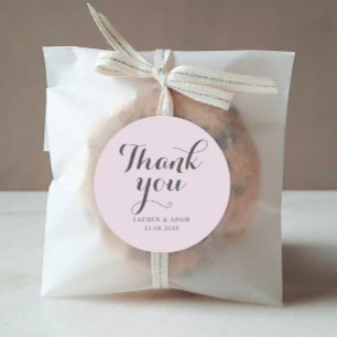 Eenvoudige Blush Roze Dank Je Wel Trouwdag Ronde Sticker