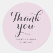 Eenvoudige Blush Roze Dank u bruiloft Ronde Sticker (Voorkant)