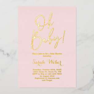 Eenvoudige Blush Roze Echte Folie Uitnodiging