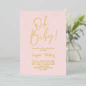 Eenvoudige Blush Roze Echte Folie Uitnodiging (Staand Voorkant)