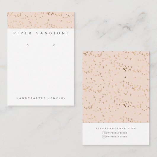 Eenvoudige Blush Roze en Goud Professionele Oorbel Visitekaartje (Voorkant / Achterkant)