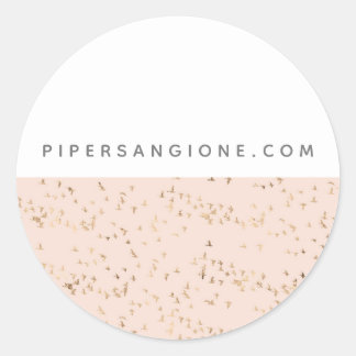 Eenvoudige Blush Roze en Gouden Peach Gepersonalis Ronde Sticker