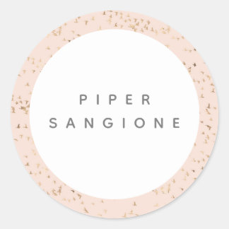 Eenvoudige Blush Roze en Gouden Professionele Peac Ronde Sticker