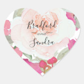 Eenvoudige Blush Roze Fushia Bloemen Bruiloft Hart Sticker (Voorkant)