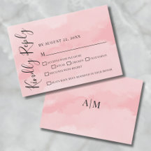 Eenvoudige Blush Roze Huwelijk RSVP Kaart