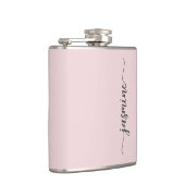 Eenvoudige Blush Roze Meisjes Monogram Naam Handte Heupfles (Rechts)