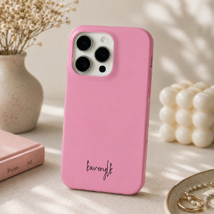 Eenvoudige Blush Roze Meisjesachtige Geschrift Mon iPhone 15 Pro Case