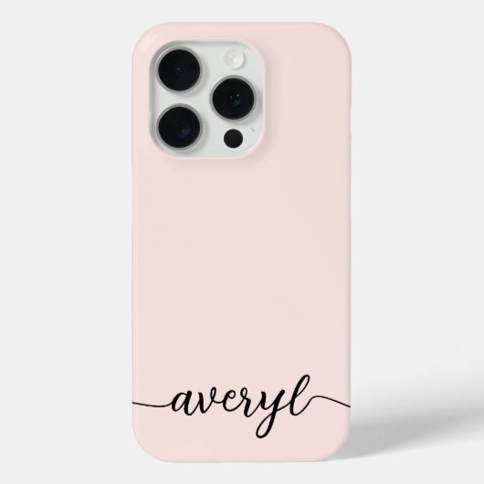 Eenvoudige Blush Roze Meisjesachtige Script Monogr Case-Mate iPhone Case (Achterkant)