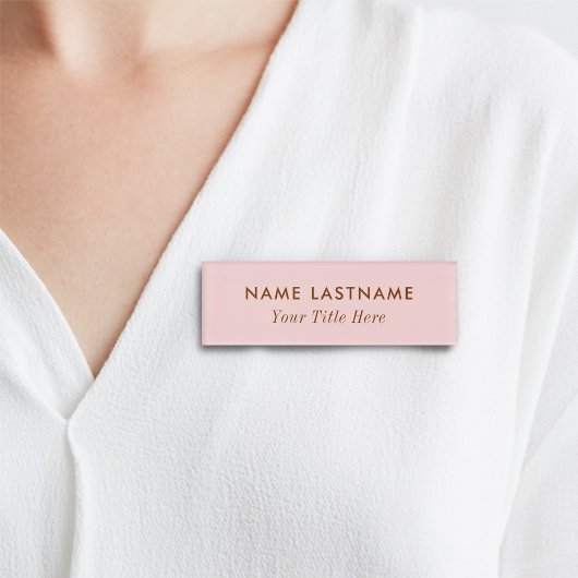 Eenvoudige Blush Roze Moderne Meisjesachtige Paste Naambadge
