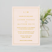 Eenvoudige Blush Roze Monogram Elegante Huwelijk Folie Uitnodiging (Staand Voorkant)