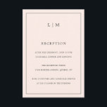 Eenvoudige Blush Roze Monogram Elegante Huwelijk Informatiekaartje<br><div class="desc">Eenvoudige Wedding Enclosure-kaart met een modern maar elegant ontwerp met twee Letter-monogram bovenaan en uw ontvangstinformatie omgeven door een dunne rand. Alle ontwerpelementen zijn grijs over een wazige roze achtergrond en kunnen worden gewijzigd in het gereedschap voor het bewerken van ontwerpen. Een stijlvol en stijlvol ontwerp dat ideaal is voor...</div>