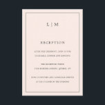 Eenvoudige Blush Roze Monogram Elegante Huwelijk Informatiekaartje<br><div class="desc">Eenvoudige Wedding Enclosure-kaart met een modern maar elegant ontwerp met twee Letter-monogram bovenaan en uw ontvangstinformatie omgeven door een dunne rand. Alle ontwerpelementen zijn grijs over een wazige roze achtergrond en kunnen worden gewijzigd in het gereedschap voor het bewerken van ontwerpen. Een stijlvol en stijlvol ontwerp dat ideaal is voor...</div>