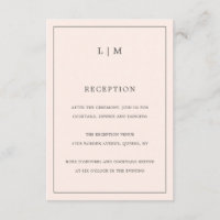 Eenvoudige Blush Roze Monogram Elegante Huwelijk