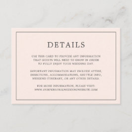 Eenvoudige Blush Roze Monogram Elegante Huwelijk Informatiekaartje