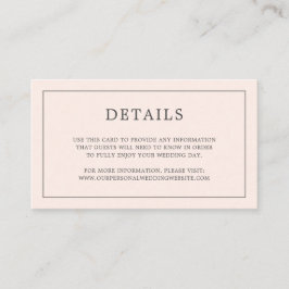 Eenvoudige Blush Roze Monogram Elegante Huwelijk Informatiekaartje