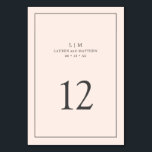 Eenvoudige Blush Roze Monogram Elegante Huwelijk Kaart<br><div class="desc">Het eenvoudige trouwlijstnummer met een elegant en tijdloos ontwerp met uw twee letter-monogram, namen, datum- en tabelnummer omgeven een dunne rand. Alle ontwerpelementen zijn grijs over een wazige roze achtergrond en kunnen worden gewijzigd in elke kleur die u wenst in het gereedschap voor het bewerken van het ontwerp. Een schoon...</div>