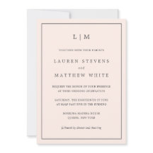 Eenvoudige Blush Roze Monogram Elegante Huwelijk